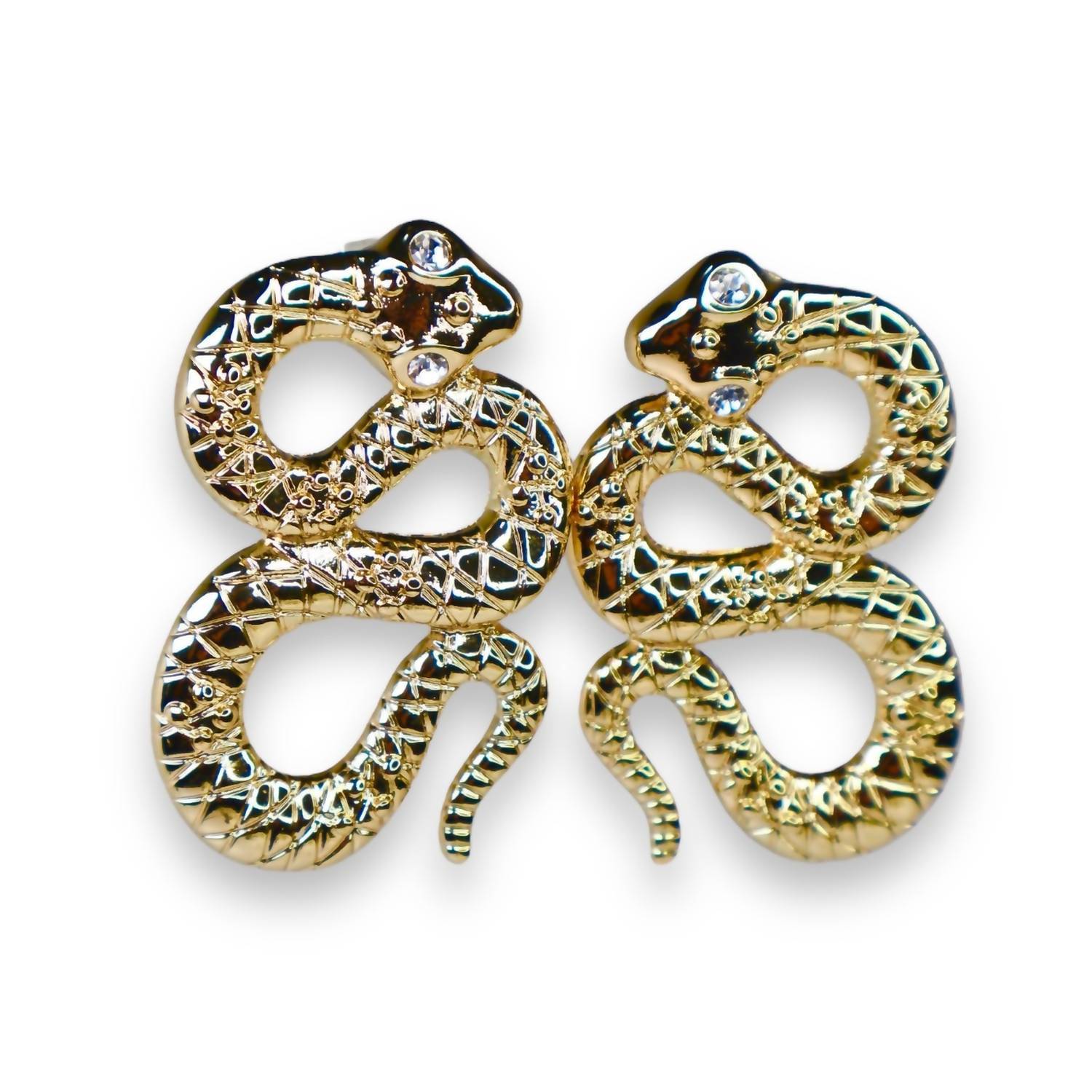 New Jagged Halo Jewelry Women's Python Earrings In 18k Yellow Gold Filled